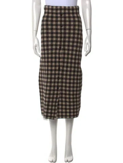 Pre-owned Altuzarra Plaid Print Midi Length Skirt In Brown