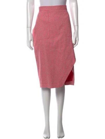 Pre-owned Altuzarra Plaid Print Midi Length Skirt In Red