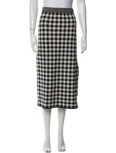 Pre-owned Altuzarra Plaid Print Midi Length Skirt In White