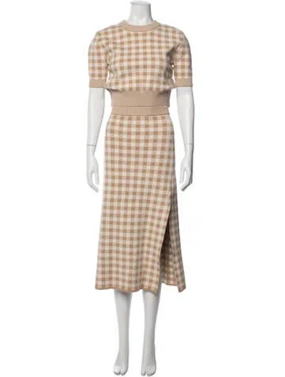 Pre-owned Altuzarra Plaid Print Skirt Set In Brown