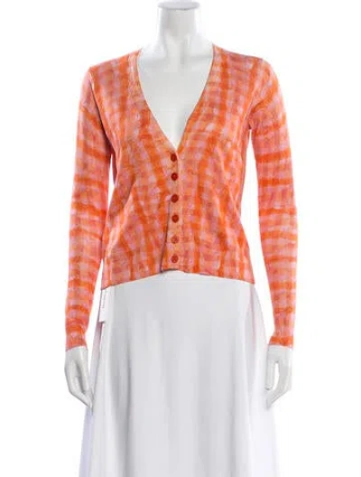 Pre-owned Altuzarra Plaid Print V-neck Sweater In Orange