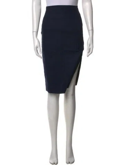 Pre-owned Altuzarra Pleated Accents Midi Length Skirt In Black/blue