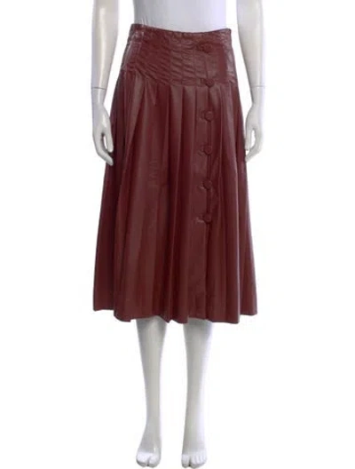 Pre-owned Altuzarra Pleated Accents Midi Length Skirt In Burgundy