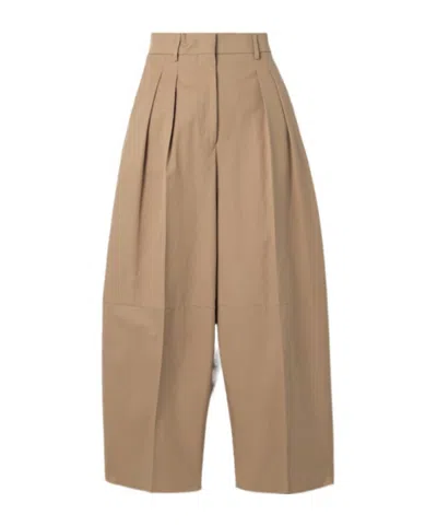 Altuzarra Pleated Cotton-twill Barrel-leg Pants In Nude