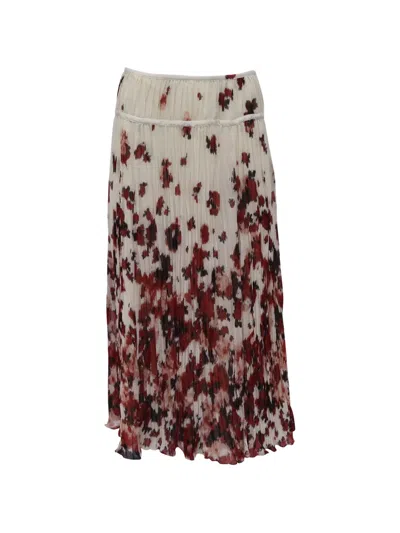 Pre-owned Altuzarra Pleated Floral-print Midi Skirt In Neutral