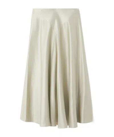 Altuzarra Pleated Satin Maxi Skirt In White