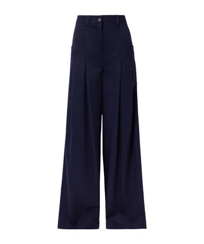 Altuzarra Pleated Wool Blend Wide-leg Pants In Blue