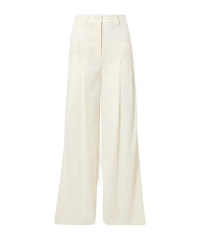 Altuzarra Pleated Wool Wide-leg Trousers In White