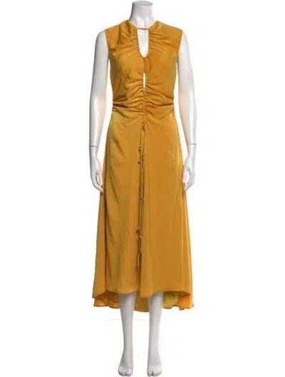 Pre-owned Altuzarra Plunge Neckline Long Dress W/ Tags In Yellow