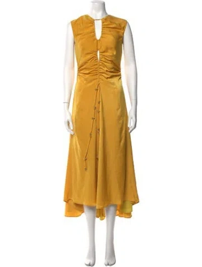 Pre-owned Altuzarra Plunge Neckline Midi Length Dress In Yellow