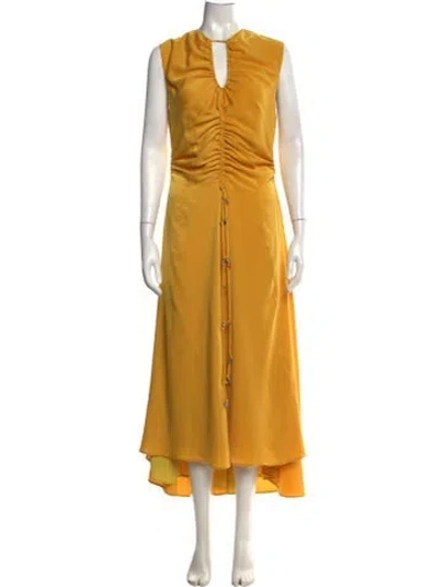 Pre-owned Altuzarra Plunge Neckline Midi Length Dress In Yellow