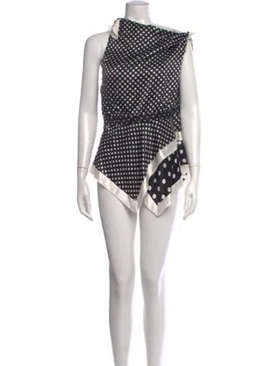Pre-owned Altuzarra Polka Dot Print Asymmetrical Blouse In White