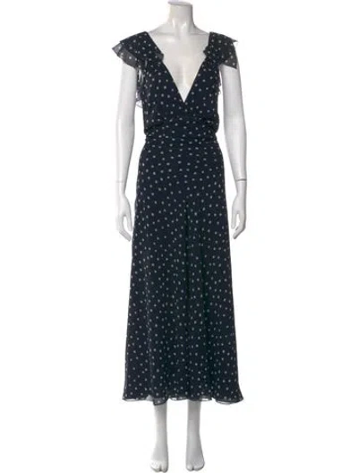 Pre-owned Altuzarra Polka Dot Print Long Dress In Blue