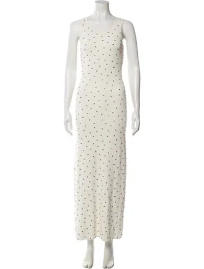 Pre-owned Altuzarra Polka Dot Print Long Dress In White