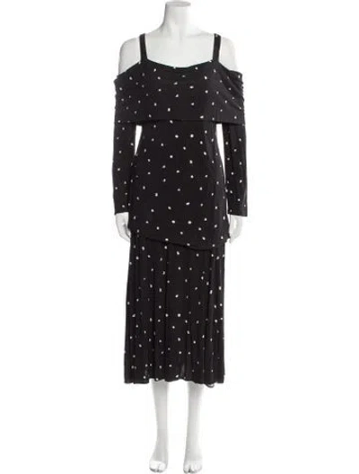 Pre-owned Altuzarra Polka Dot Print Midi Length Dress In Black