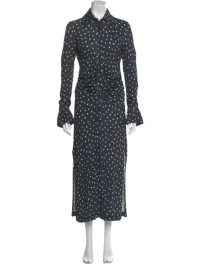Pre-owned Altuzarra Polka Dot Print Midi Length Dress In Blue