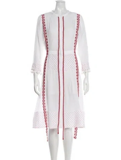 Pre-owned Altuzarra Polka Dot Print Midi Length Dress In White
