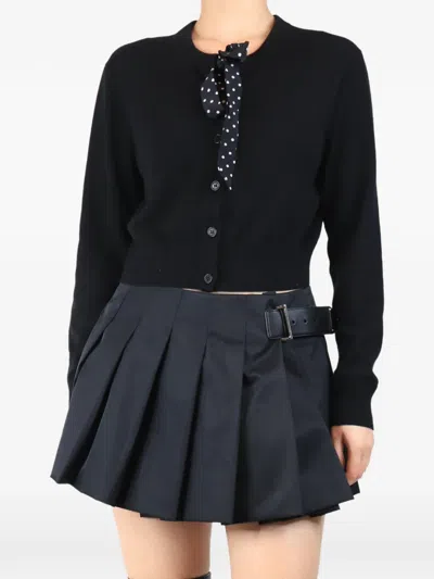 Pre-owned Altuzarra Polka-dot Neck-tie Cropped Cardigan In Black