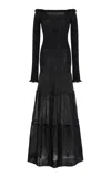 Altuzarra Polly Shirred Crepe Off-the-shoulder Maxi Dress In Black