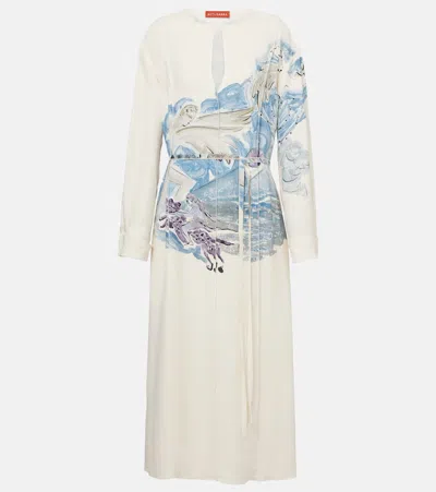 Altuzarra Poppy Printed Silk Midi Dress In 中性色