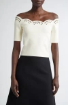 Altuzarra Posy Eyelet Embroidered Off The Shoulder Top In Ivory