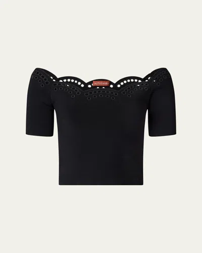 ALTUZARRA POSY EYELET SCALLOP OFF-SHOULDER TOP