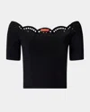 Altuzarra Posy Embroidered Knit Off-the-shoulder Top In Black