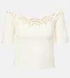 Altuzarra Posy Eyelet Embroidered Off The Shoulder Top In White