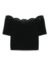 Altuzarra Posy Embroidered Knit Off-the-shoulder Top In Black
