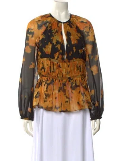 Pre-owned Altuzarra Printed Crew Neck Blouse In Orange