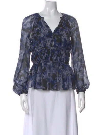 Pre-owned Altuzarra Printed Crew Neck Blouse W/ Tags In Blue