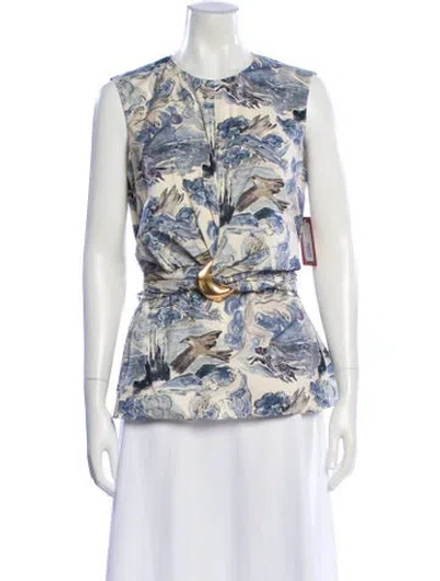 Pre-owned Altuzarra Printed Crew Neck Blouse W/ Tags In Multi