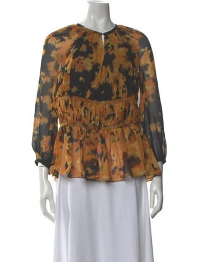 Pre-owned Altuzarra Printed Crew Neck Blouse In Yellow