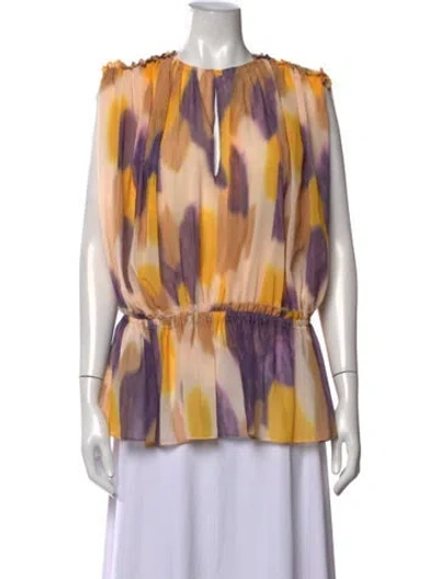 Pre-owned Altuzarra Printed Crew Neck Blouse In Yellow