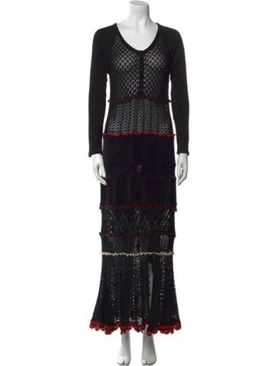Pre-owned Altuzarra Printed Long Dress In Black