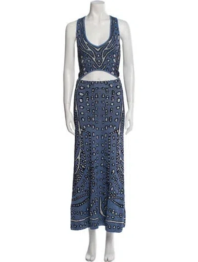 Pre-owned Altuzarra Printed Long Dress In Blue