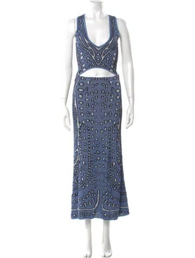 Pre-owned Altuzarra Printed Long Dress In Blue