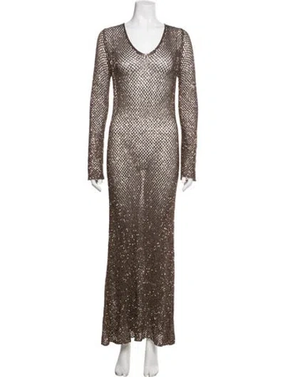 Pre-owned Altuzarra Printed Long Dress In Brown
