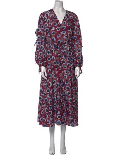 Pre-owned Altuzarra Printed Long Dress In Burgundy