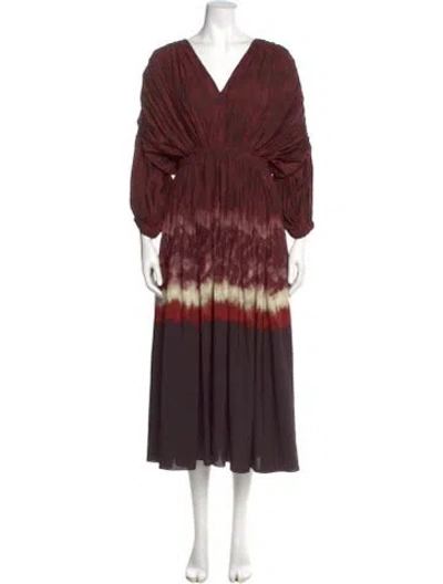 Pre-owned Altuzarra Printed Long Dress In Burgundy