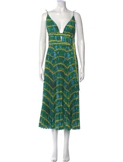 Pre-owned Altuzarra Printed Long Dress In Green