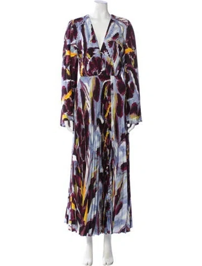 Pre-owned Altuzarra Printed Long Dress W/ Tags In Burgundy
