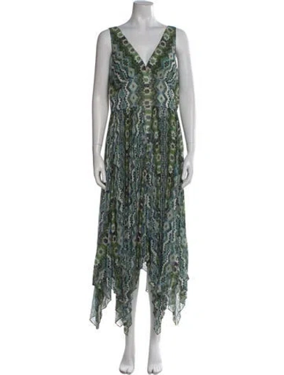 Pre-owned Altuzarra Printed Long Dress W/ Tags In Green