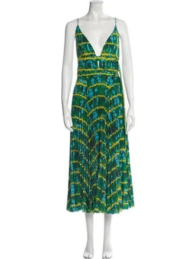 Pre-owned Altuzarra Printed Long Dress W/ Tags In Green