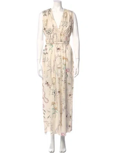 Pre-owned Altuzarra Printed Long Dress W/ Tags In Neutral