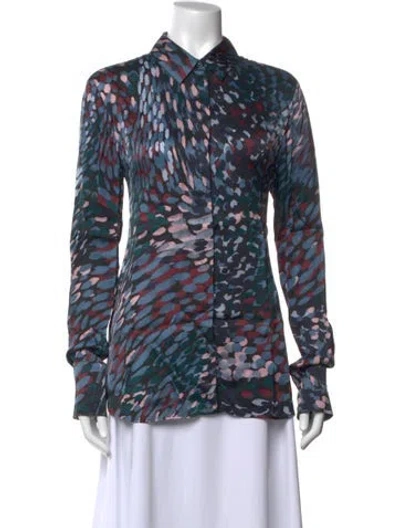 Pre-owned Altuzarra Printed Long Sleeve Blouse In Black/blue/burgundy