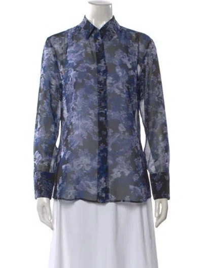 Pre-owned Altuzarra Printed Long Sleeve Blouse In Blue