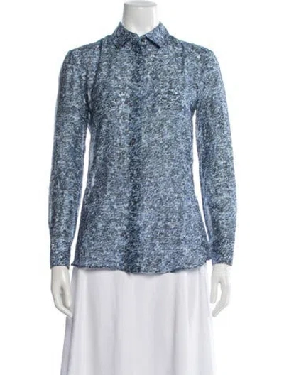Pre-owned Altuzarra Printed Long Sleeve Blouse In Blue