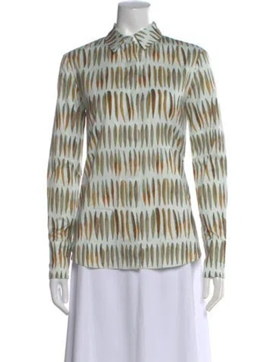 Pre-owned Altuzarra Printed Long Sleeve Blouse In Green