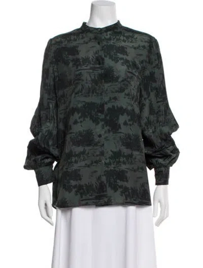 Pre-owned Altuzarra Printed Long Sleeve Blouse W/ Tags In Green